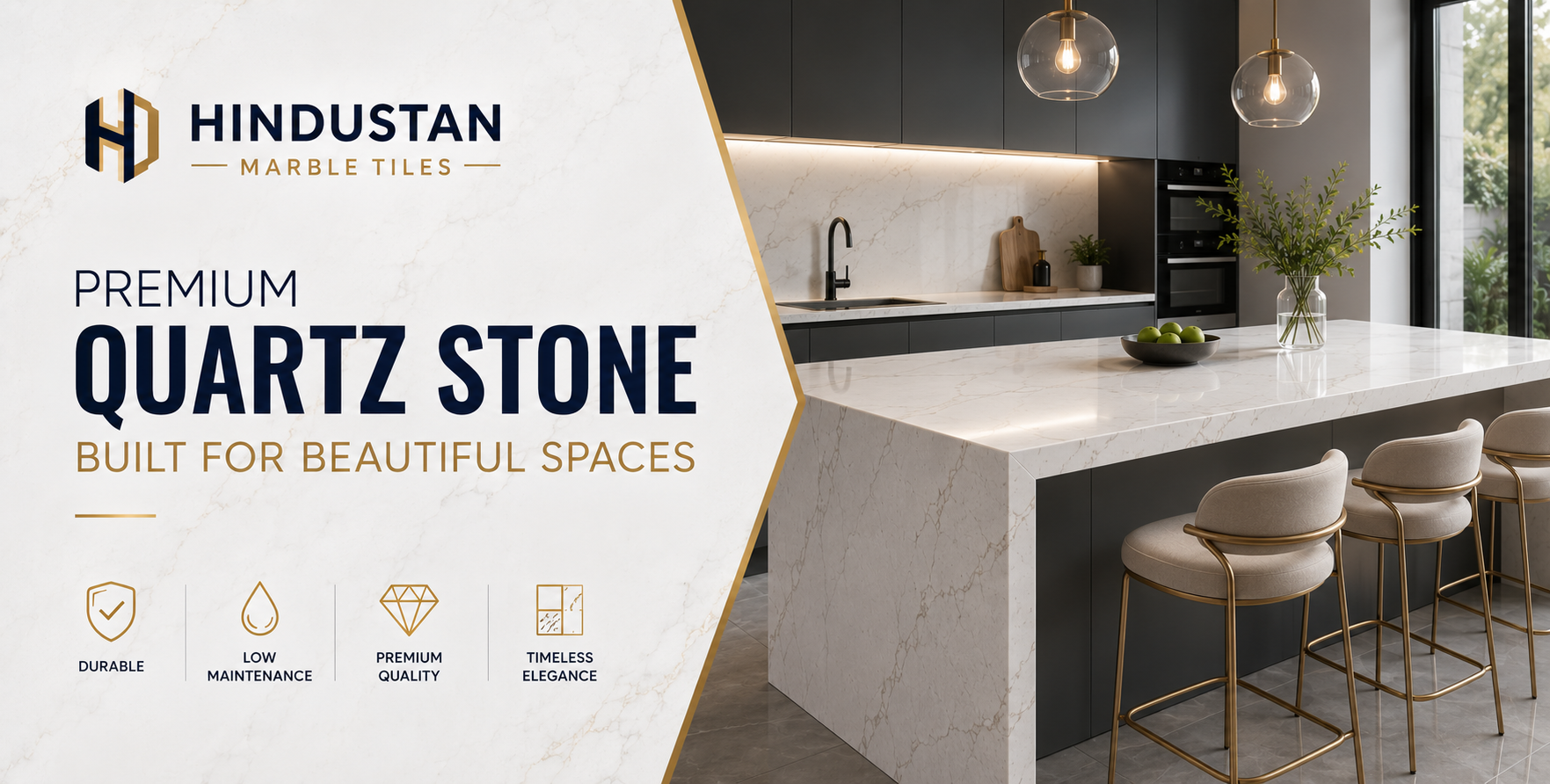 Best Quartz Stone Manufacturers in India – Premium Surfaces for Modern Spaces | Hindustan Marble Tiles